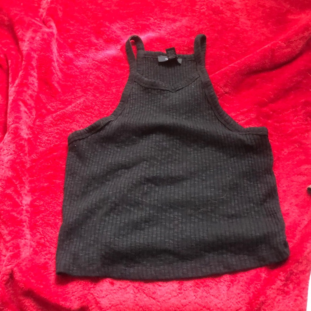 Black textured crop top